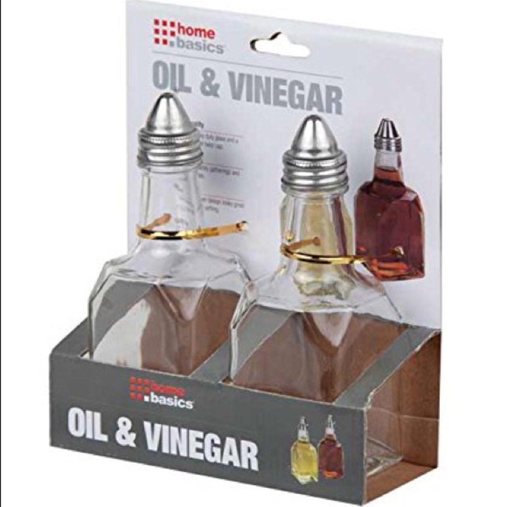 Glass Oil & Vinegar Cruet Bottles Set of 2
